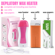 3 In 1 Depilatory Hair Removal Wax Heating Machine Waxing with Strips & Original Wax